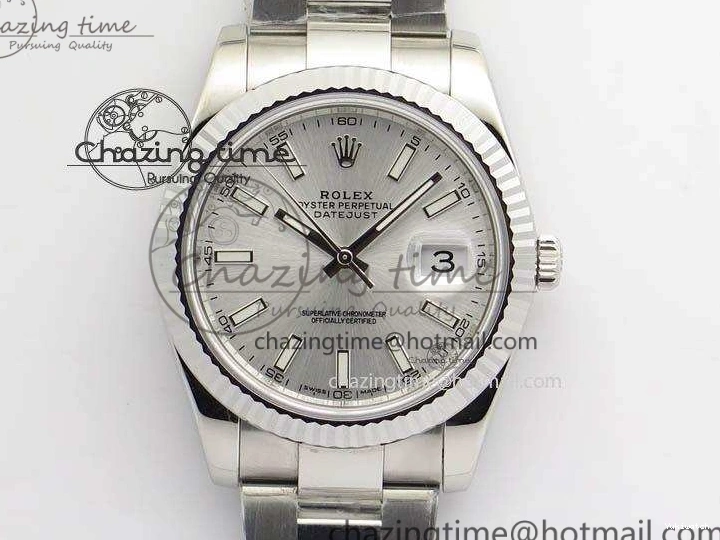 Fluted Best 1:1 Oyster On Dial Silver Bezel SS 41mm 126334 Bracelet Edition A3235 DateJust Noob 0214